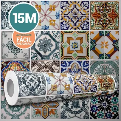 Papel Parede Adesivo Azulejo Portugues Cozinha Lavável 15m