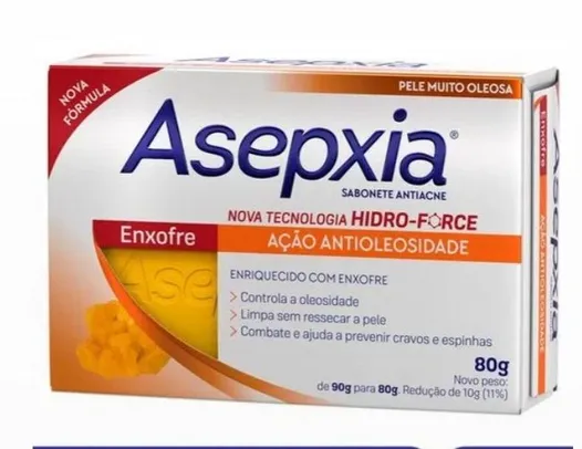 Sabonete Asepxia Enxofre 90g (50% de desconto 2°unidade) | R$4,69