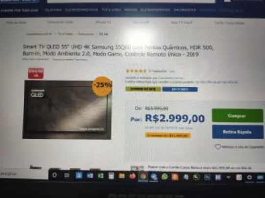 Smart TV Samsung 55q60 | R$ 2999