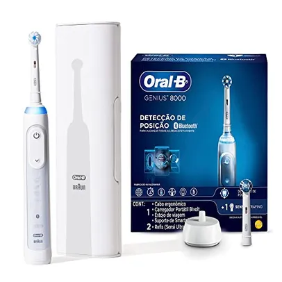 Escova Elétrica Recarregável Oral-B Genius 8000 Bivolt + 2 Refis Sensi Ultrafino e CrossAction