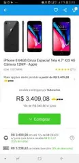 iPhone 8 64GB Cinza Espacial Tela 4.7" IOS 4G Câmera 12MP - Apple (COM AME = 2.607,94)