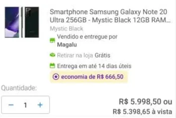 Galaxy Note 20 Ultra - Cliente Ouro | R$ 5398.65