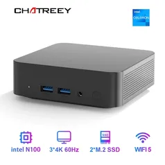 Chatreey-T9 Mini PC Intel Alder Lake N100, Windows 11 Ultra, Computador de Bolso Pequeno, SSD Duplo, Função Completa, Tipo-C, 4K, 60Hz, RGB