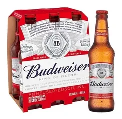 [60UN R$231,30] Cerveja Budweiser 330 Ml Long Neck Com 6 Unidades