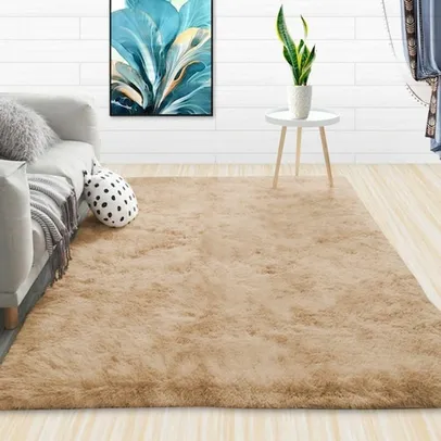 Tapete para Sala e Quarto Felpudo Cronos Casa Dona 100x140 cm Bege