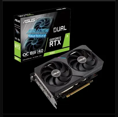 Placa de Vídeo Asus NVIDIA GeForce RTX 3050 Dual OC Edition, LHR, 8GB, GDDR6, DLSS, Ray Tracing, DUAL-RTX3050-O8G