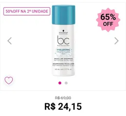 Schwarzkopf BC Hyaluronic Moisture Kick Micellar - Shampoo - 50ml | R$24