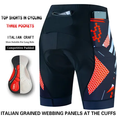 Shorts de Ciclismo Gel Acolchoado Três Bolsos