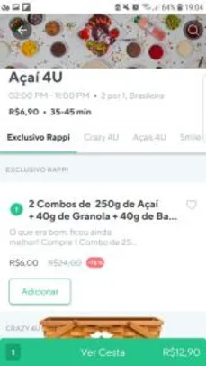 [Fortaleza] 2 combos por R$ 6,00 no Açaí 4U