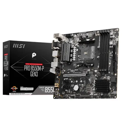 Placa Mãe MSI PRO B550M-P GEN3, Chipset B550, AMD AM4, mATX, DDR4. 