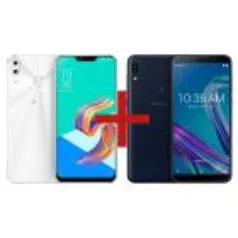 ZenFone 5 4GB/128GB Branco + ZenFone Max Pro (M1) 3GB/32GB Preto - R$2499