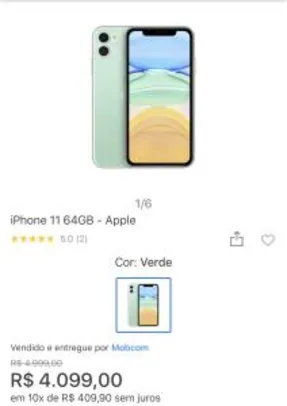 iPhone 11 Verde 64GB | R$4099