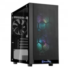 Gabinete Gamer SilverStone PS15 Pro, Mini Tower, Vidro Temperado, Black, Sem fonte, Com 3 Fans, SST-PS15B-PRO