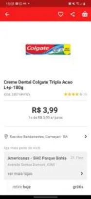 Creme dental Colgate 180g | R$3,99