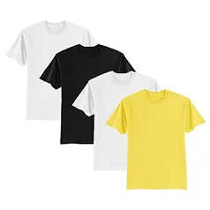 Kit 4 Camiseta Masculina Lisa Algodão Básica