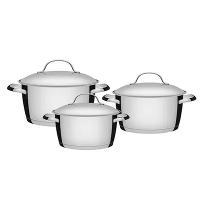 [APP] Conjunto de Panelas Inox com Fundo Triplo 3 Peças Allegra