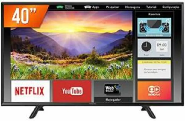 Smart TV LED 40" Full HD Panasonic, Conversor Digital, 2 HDMI, 1 USB, Bluetooth, Wi-Fi - TC-40FS600B