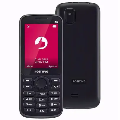 Celular Positivo P30T Preto com Tela 2.4”, Dual Chip, 3G, Câmera VGA, Bluetooth, Rádio FM, MP3 e Fone de Ouvido