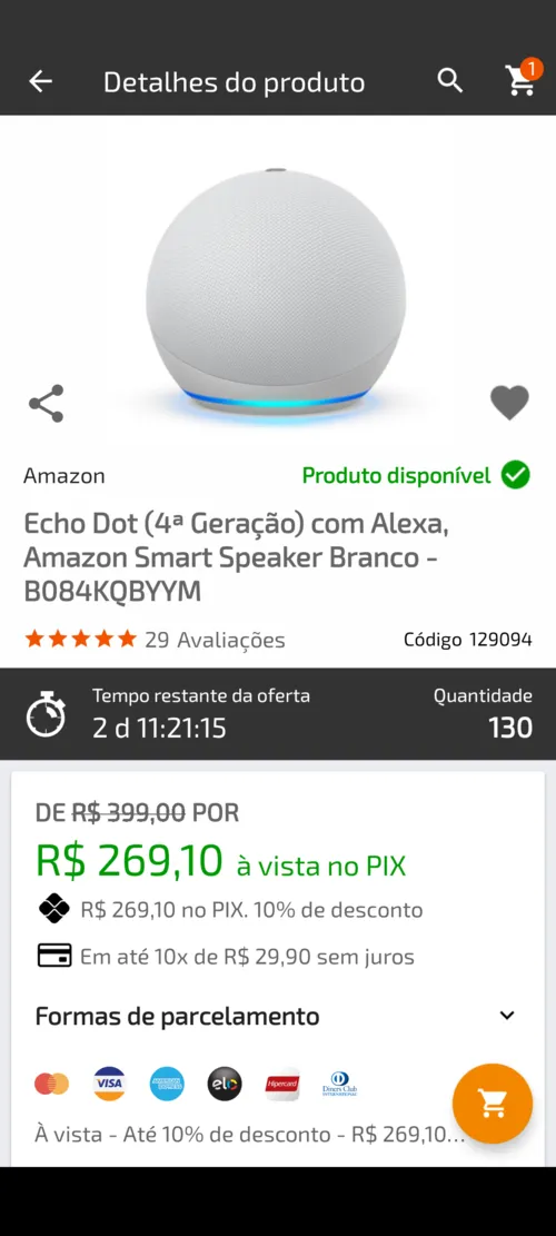 Imagem na descrição da promoção