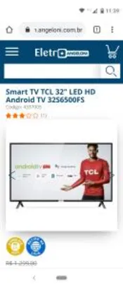 [PayPal] Smart TV TCL 32" LED HD Android TV 32S6500 | R$901