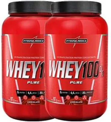 kit 2x Whey 100% Pure 907g Chocolate e Chocolate Integralmedica - R$ 115