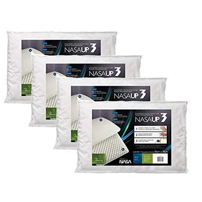 Kit 4 pçs travesseiro nasa up 3 p/fronhas 50x70 cm - Fibrasca, Branco