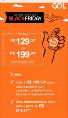 Black Friday Gol - Várias viagens com desconto!