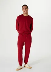 Calça Básica Masculina Jogger Em Moletom Peluciado - Vermelho