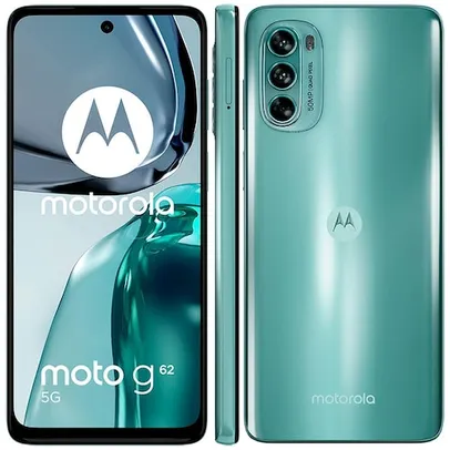 Smartphone Motorola Moto G62 5G Verde 128GB, 4GB RAM, Tela de 6.5”, Câmera Traseira Tripla, Android 