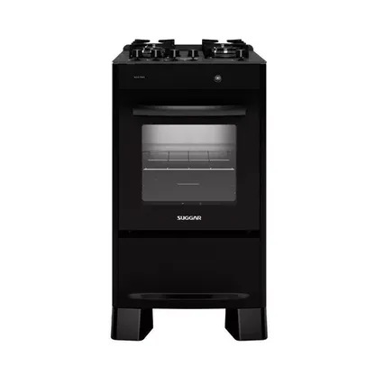 Fogão Neo Max Suggar 4 Bocas Forno 56L Vidro Preto Bivolt