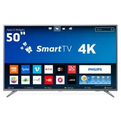 Smart TV LED 50" UHD 4K Philips 50PUG6513 com HDR, Processador Quad-core, Wi-Fi, Miracast, Ginga, TV Remote App, HDMI e USB - R$2069