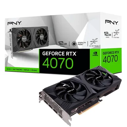 [APP] Placa de Vídeo RTX 4070 Dual Fan PNY NVIDIA GeForce, 12 GB GDDR6X, DLSS, Ray Tracing  - VCG407012DFXPB1