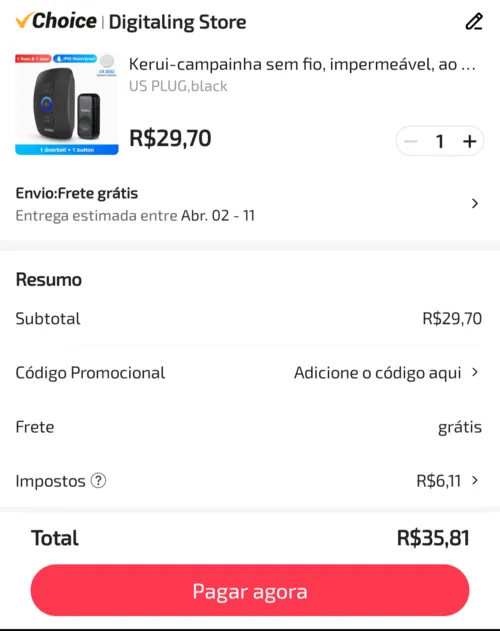 Imagem na descrição da promoção