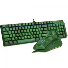 Combo Gamer Redragon Teclado Mecanico Rainbow e Mouse RGB, S108 Light Green | R$349