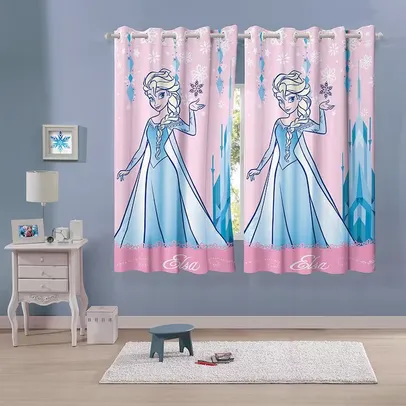 Cortina Infantil Lepper com Ilhós 150 x 180 cm (AxL) Frozen - 2 Peças