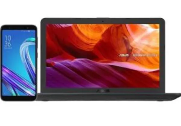 Notebook Asus X543MA-GO594T Intel Celeron 4GB 500GB 15,6" W10 + Smartphone Asus Zenfone Live L1 32GB Dual Chip Qualcomm Snapdragon R$1540