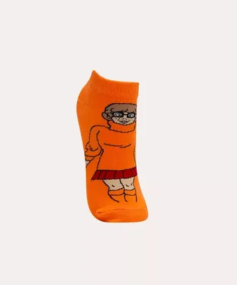 Meia Cano Alto Estampado velma laranja e outras meias Estampadas