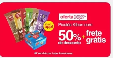 Sorvetes Kibon com 50% OFF