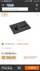 SSD Kingston A400, 480GB | R$370