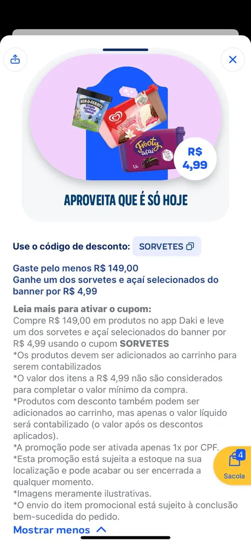 Imagem na descrição da promoção