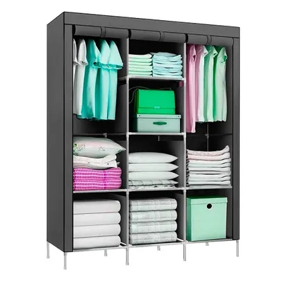 [AME SC R$ 168 ] Guarda Roupa Dobrável Organizador de Roupa Cinza 88130b