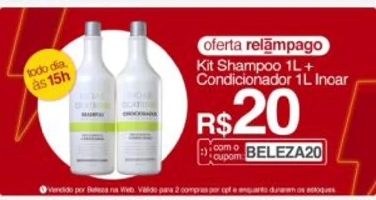 Kit shampoo e condicionador 1L Inoar | R$20