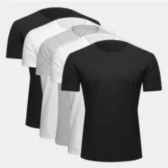 Kit camiseta básica com 5 peças masculinas