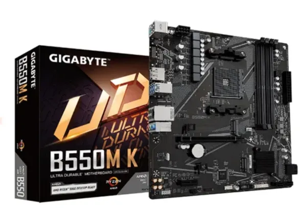 Placa Mãe Gigabyte B550M K, Chipset B550, AMD AM4, mATX, DDR4