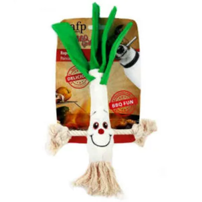 Brinquedo AFP BBQ Alho-poró de Pelúcia com Corda para Cães | R$55
