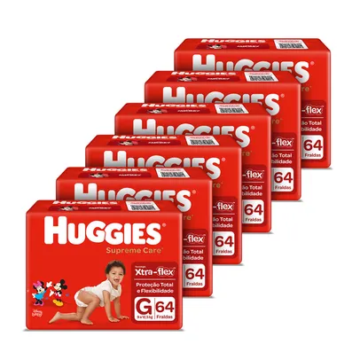 Kit de Fraldas Huggies Hiper Supreme Care G - 384 Unidades