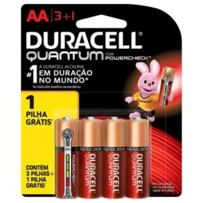 Pilha Duracell Alcalina Pequena AA Quantum Leve 4 Pague 3 - Embalagem com 4 unidades | R$19 | APP