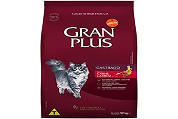 Ração para Gatos Castrados Gran Plus Carne e Arroz 10,1Kg