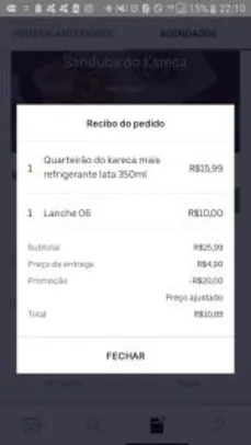 [1ª Compra ] [Usuários selecionados] R$20  OFF acima  de R$25 no UberEats