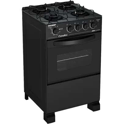 Fogão Esmaltec 4 Bocas Caribe Glass Automático Mesa Vidro Forno 53,2L